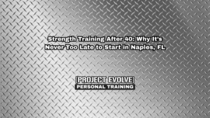 Mature adult doing strength training with personal trainer in Naples, FL gym